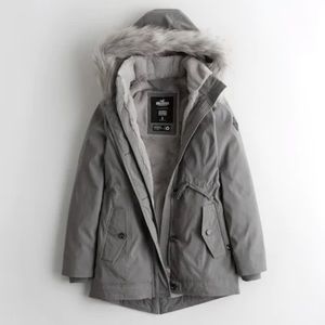 Hollister Girls Cozy-Lined Parka, S Dk Gray